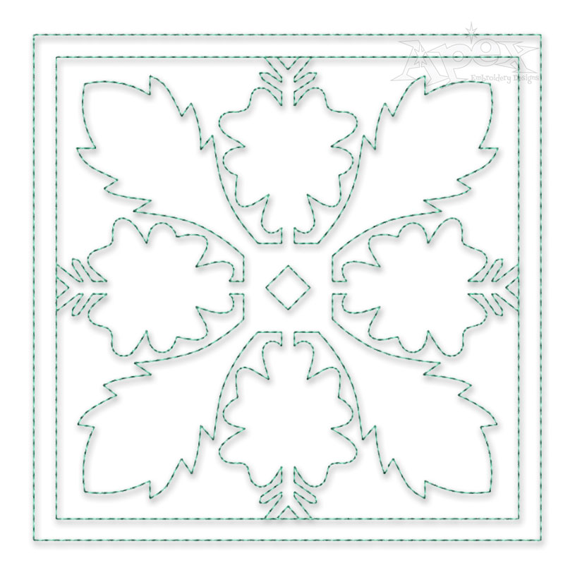 Leafy Pattern Quilt Block Embroidery Design