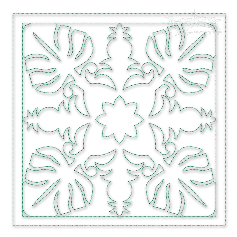 Monstera Pineapple Quilt Block Embroidery Design