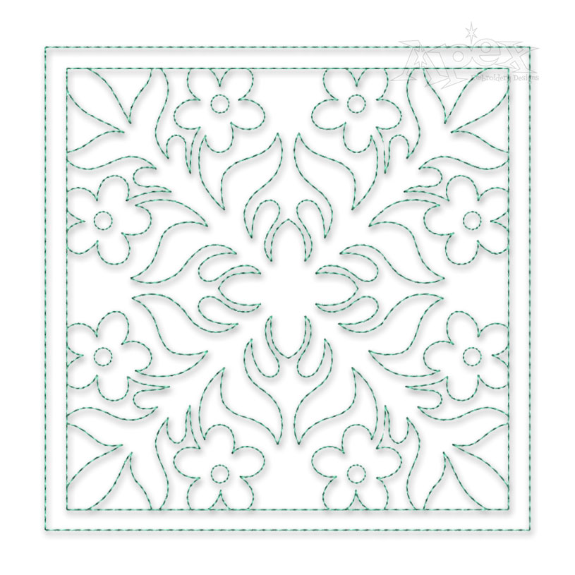 Simple Flowers Pattern Quilt Block Embroidery Design
