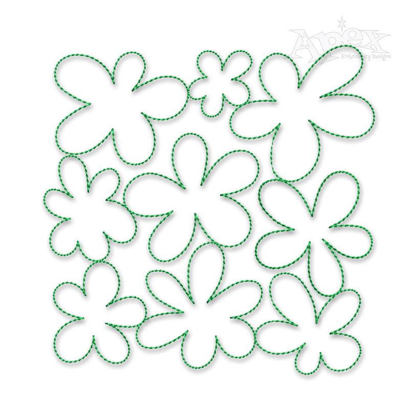Simple Flower Pattern #2 Quilt Block Embroidery Design