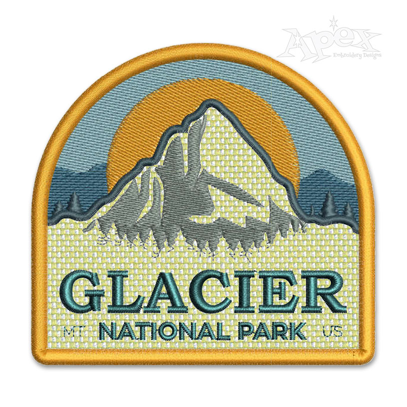 Glacier National Park Embroidery Design
