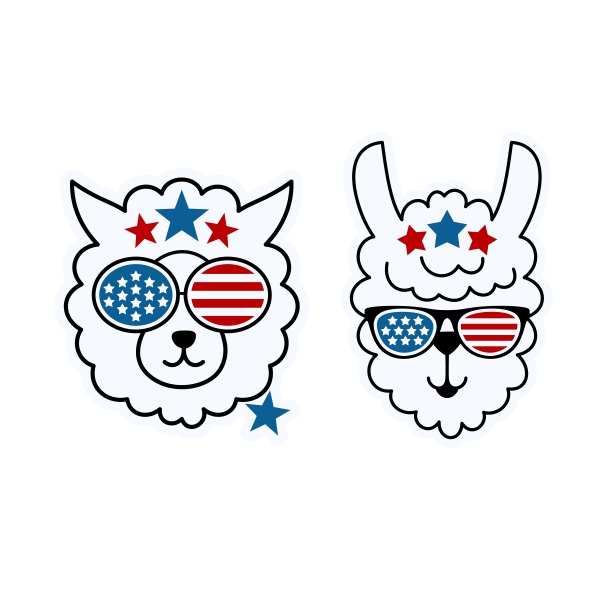 USA Patriotic Llama Sunglasses SVG Cuttable Design