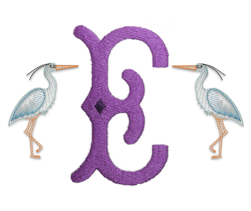 Monogram Embroidery Design Heron Bird 
