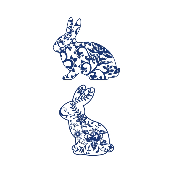 Chinoiserie Floral Bunny SVG Cuttable Design