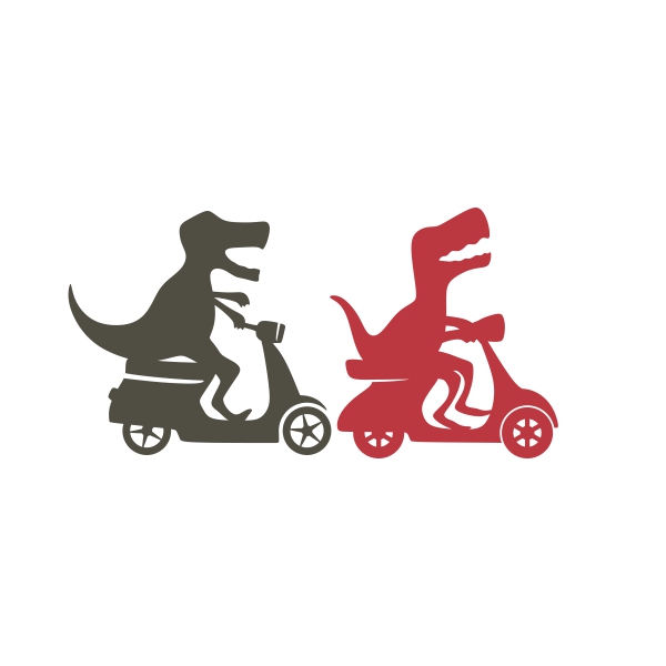 T-Rex Dino Riding Scooter SVG Cuttable Design