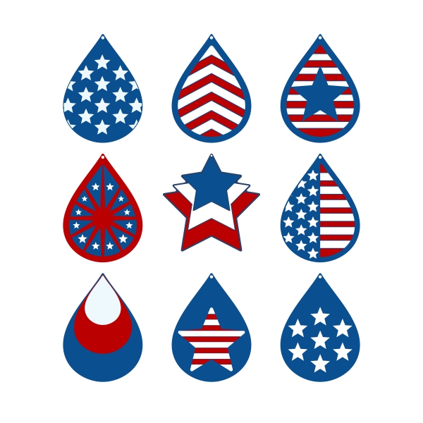 Patriotic USA Earrings SVG Cuttable Design