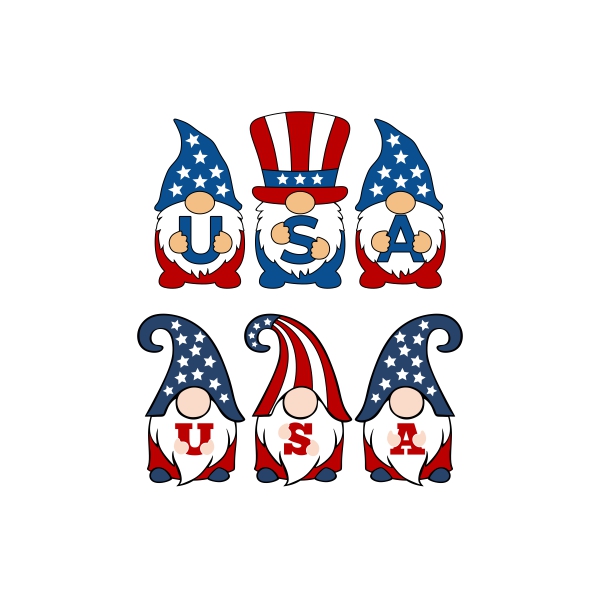USA Patriotic Gnomes SVG Cuttable Design