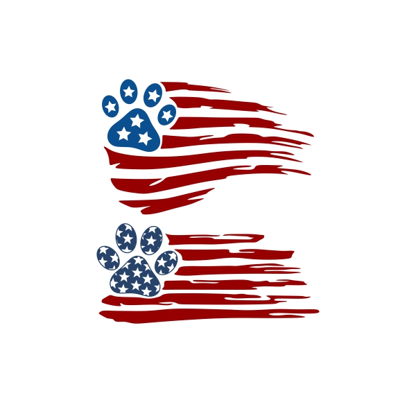 Patriotic USA Flag Paw SVG Cuttable Design