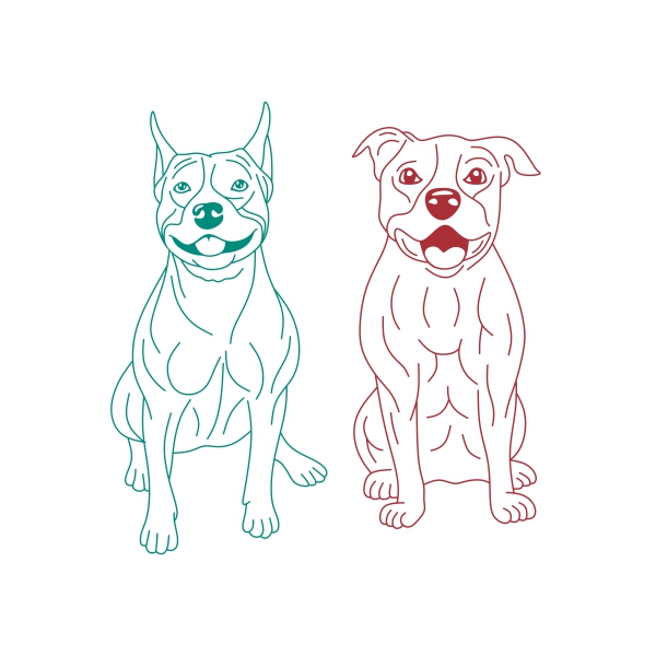 American Staffordshire Terrier or Pitbull Dog Line Art SVG Cuttable Design