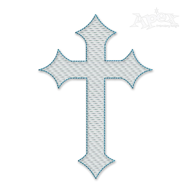 Simple Cross Sketch Embroidery Design