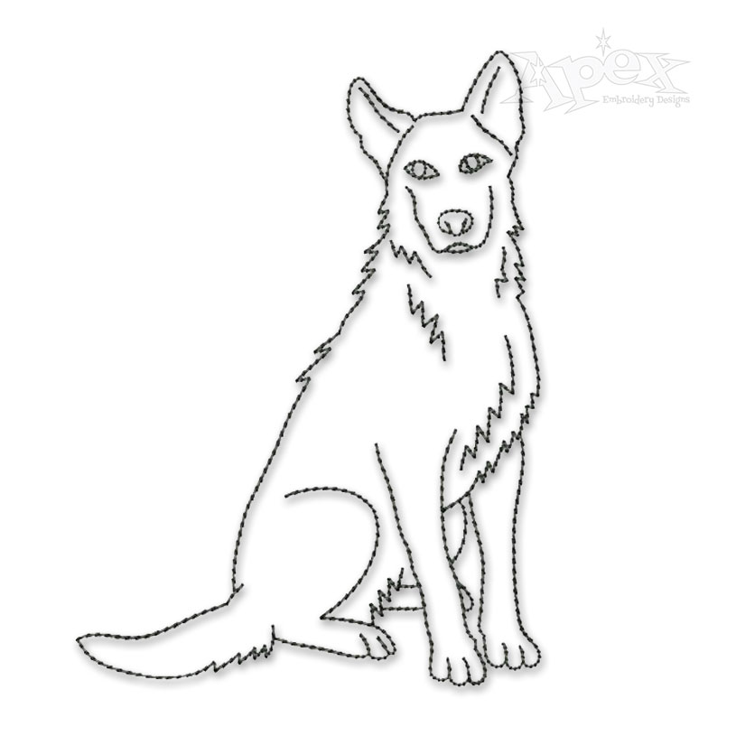 German Shepherd Dog Sketch Embroidery Design