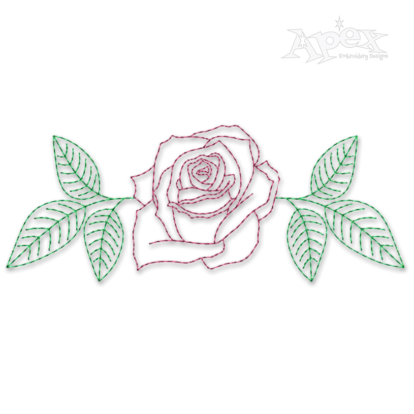Rose Flower Sketch Embroidery Design