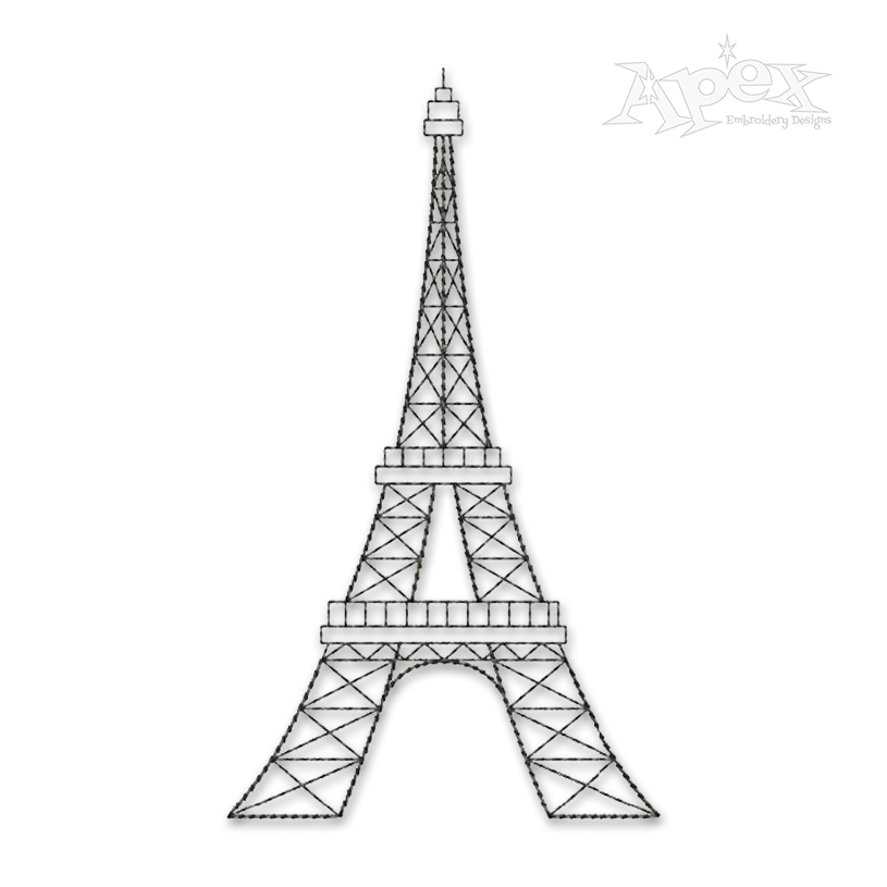 Eiffel Tower Sketch Embroidery Design