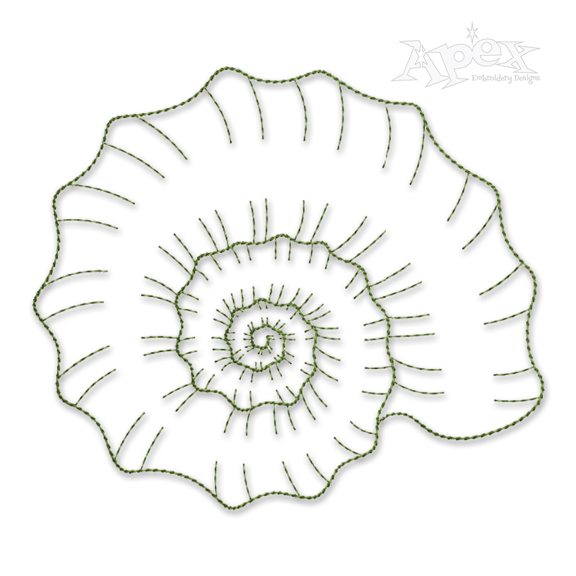 Scroll Saw Seashell Sketch Embroidery Design