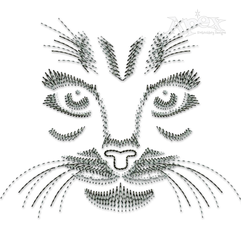 Cat Face #1 Sketch Embroidery Design