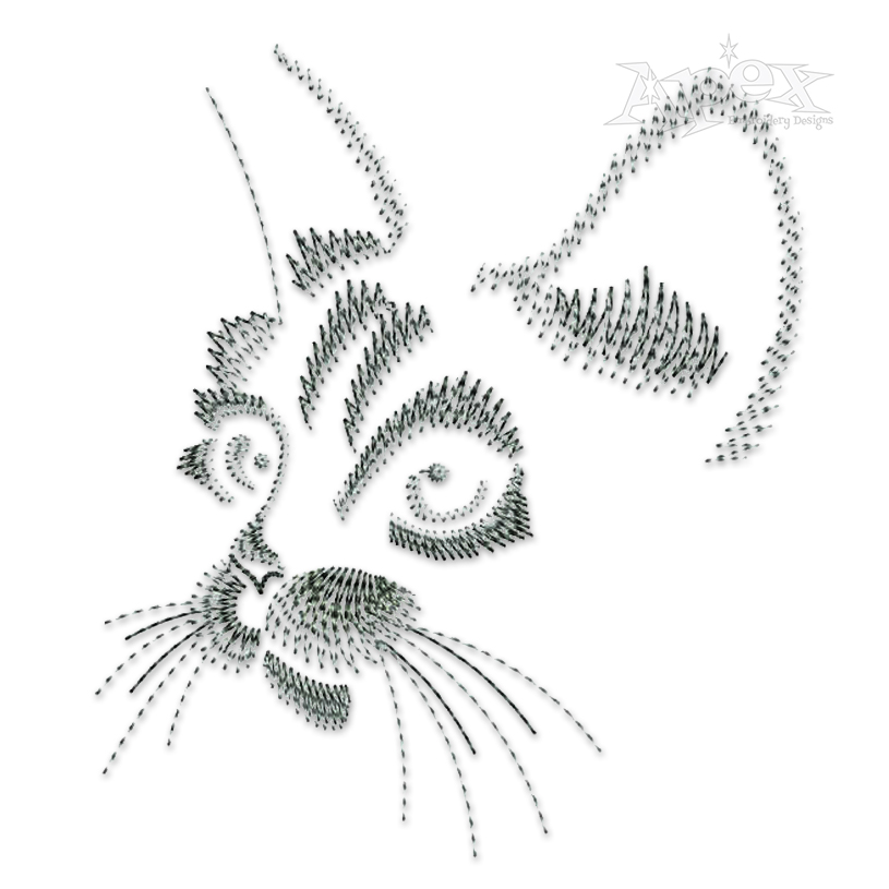 Cat Face #2 Sketch Embroidery Design