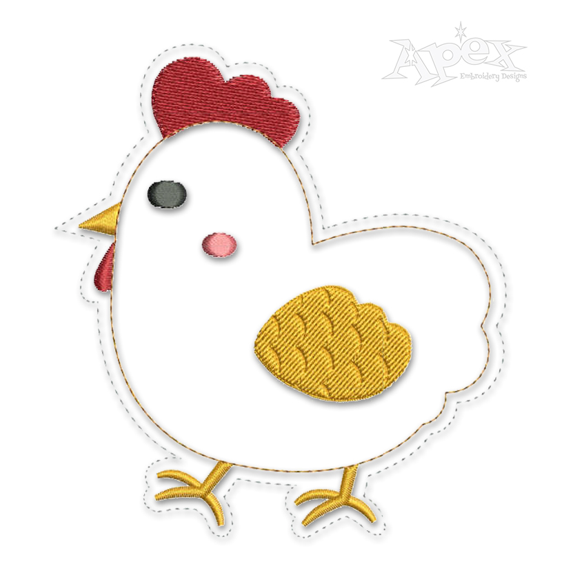 Cute Hen Chicken Feltie In the Hoop Embroidery Design
