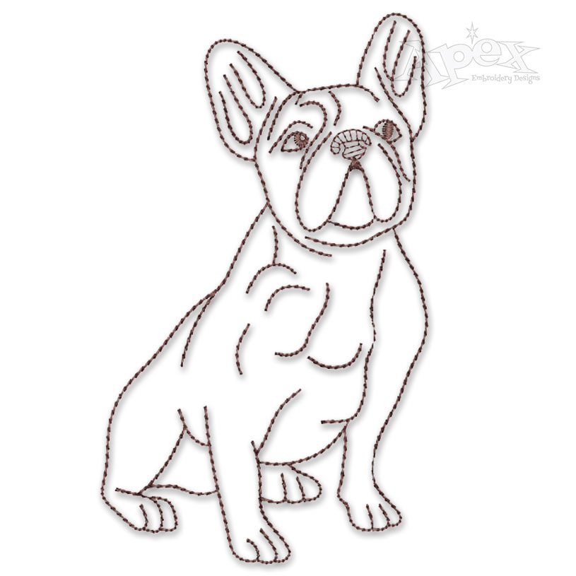 French Bulldog Sketch Embroidery Design