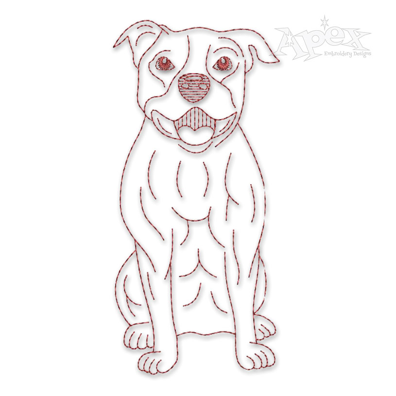 American Staffordshire Terrier Sketch Embroidery Design