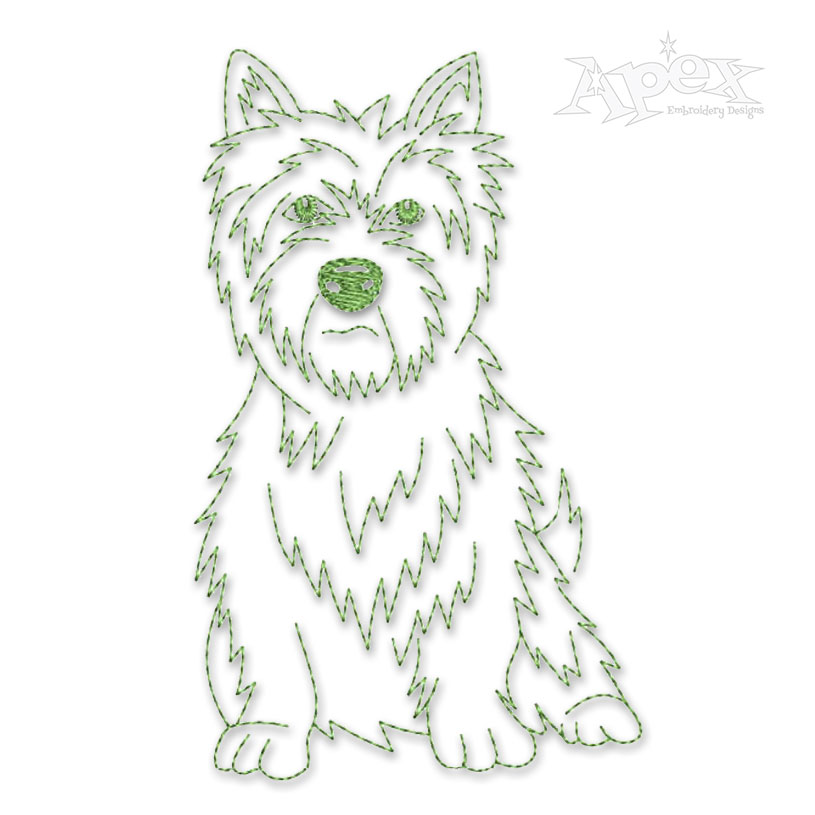 West Highland Terrier Sketch Embroidery Design