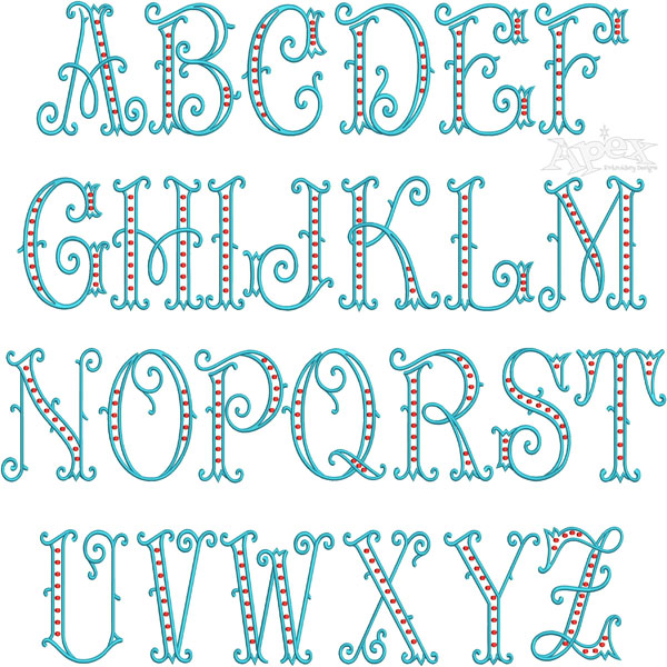 Arabesque With Dots Embroidery Fonts