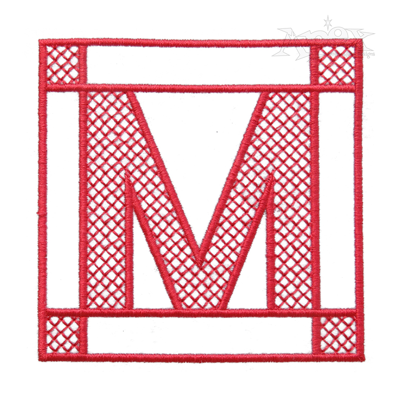 Square Alphabet Quilt Block Embroidery Font