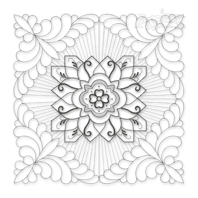 Floral Pattern #2 Extra Large Quilt Block Embroidery Design