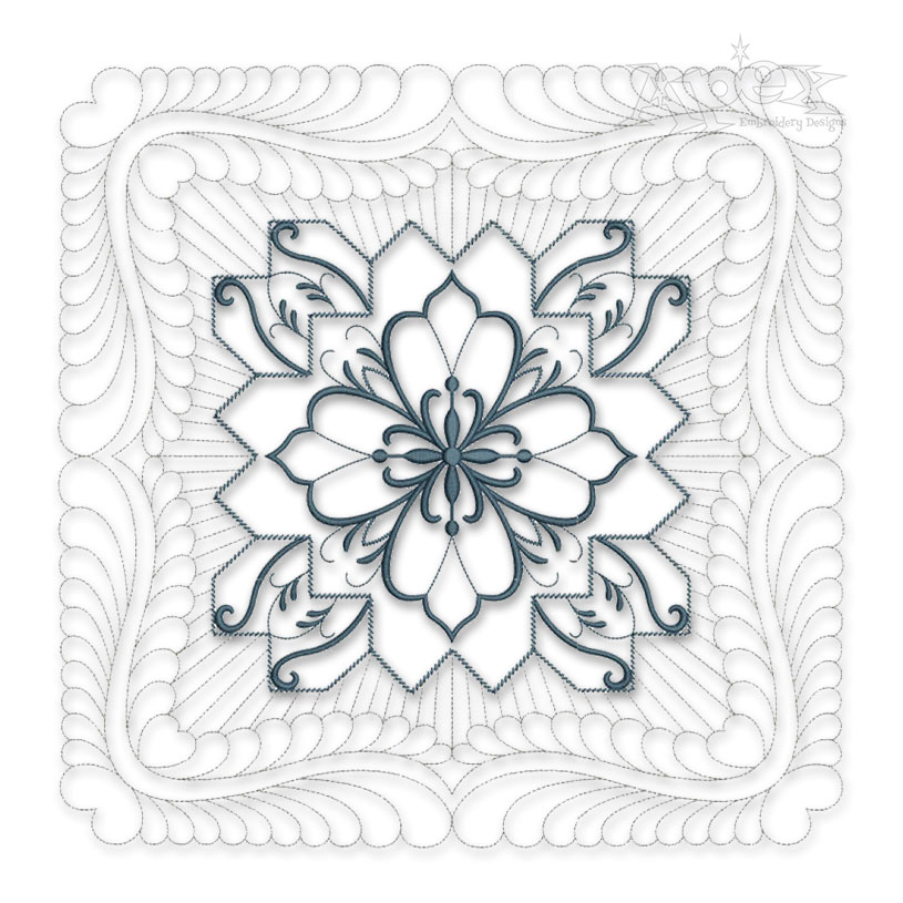 Floral Pattern #3 Extra Large Quilt Block Embroidery Design