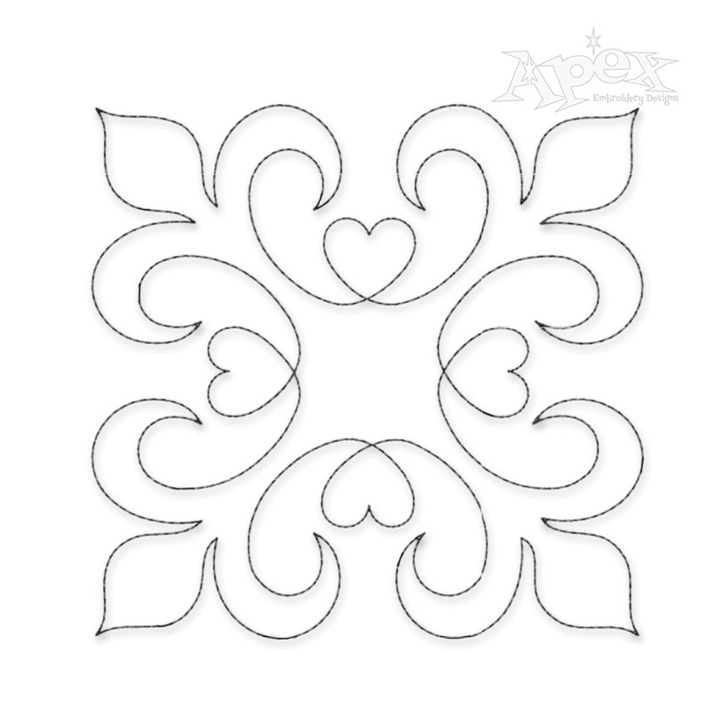 Fleur Heart Quilt Block Embroidery Design