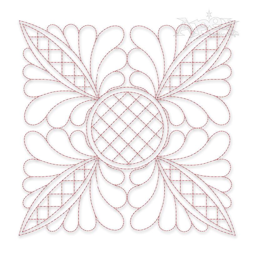 Floral Quarter Quilt Block Embroidery Design
