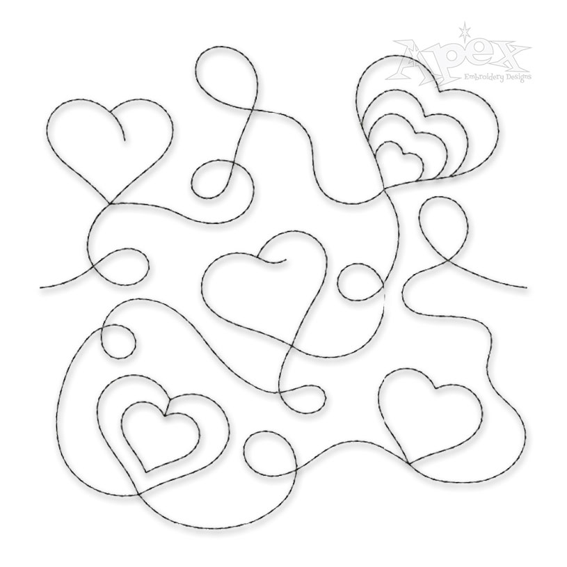 Hearts Edge-to-Edge Quilt Block Embroidery Design