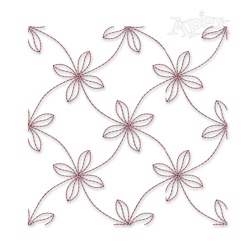 Simple Flower Pattern Edge-to-Edge Quilt Block Embroidery Design