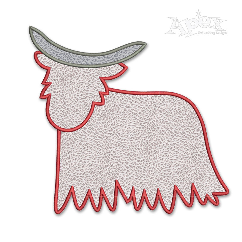 Highland Cow Applique Embroidery Design