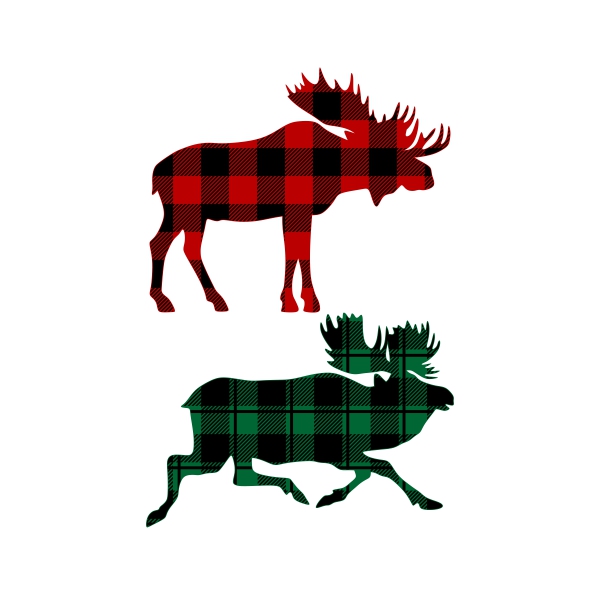 Buffalo Plaid Moose SVG Cuttable Design