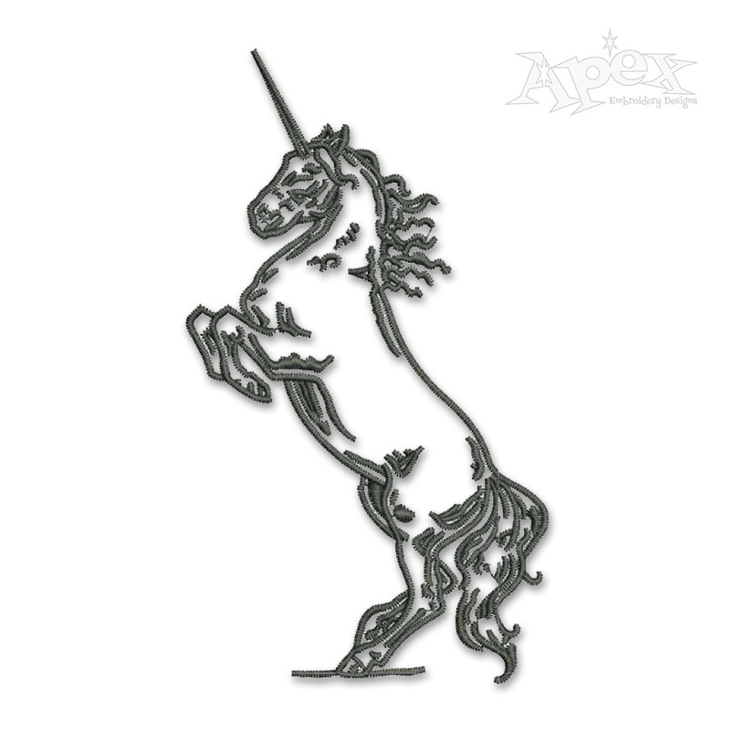 Monochrome Unicorn Embroidery Design