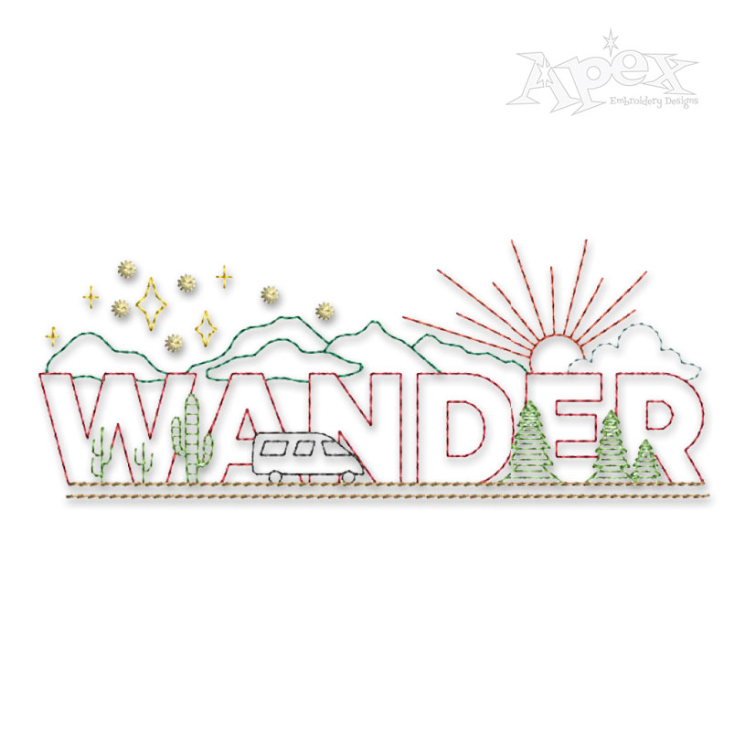 Wander #1 Running Stitch Embroidery Design