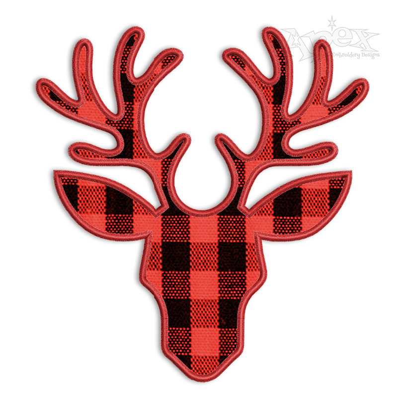 Deer Reindeer Head Large Applique Embroidery Design