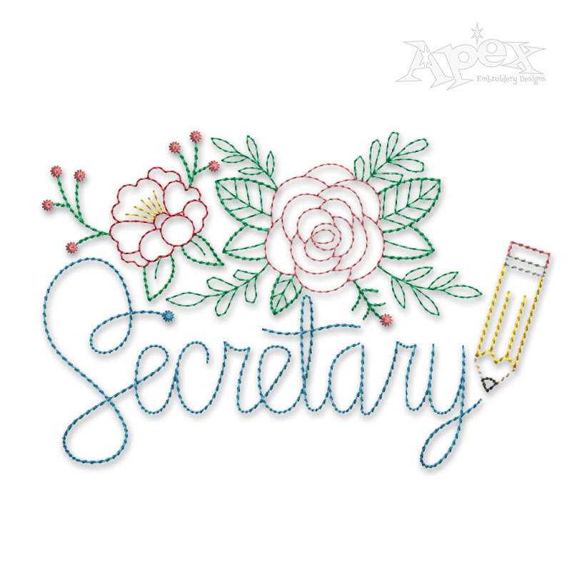 Secretary Floral Pencil Embroidery Design