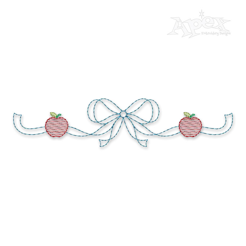 Apple Bow Frame Embroidery Design