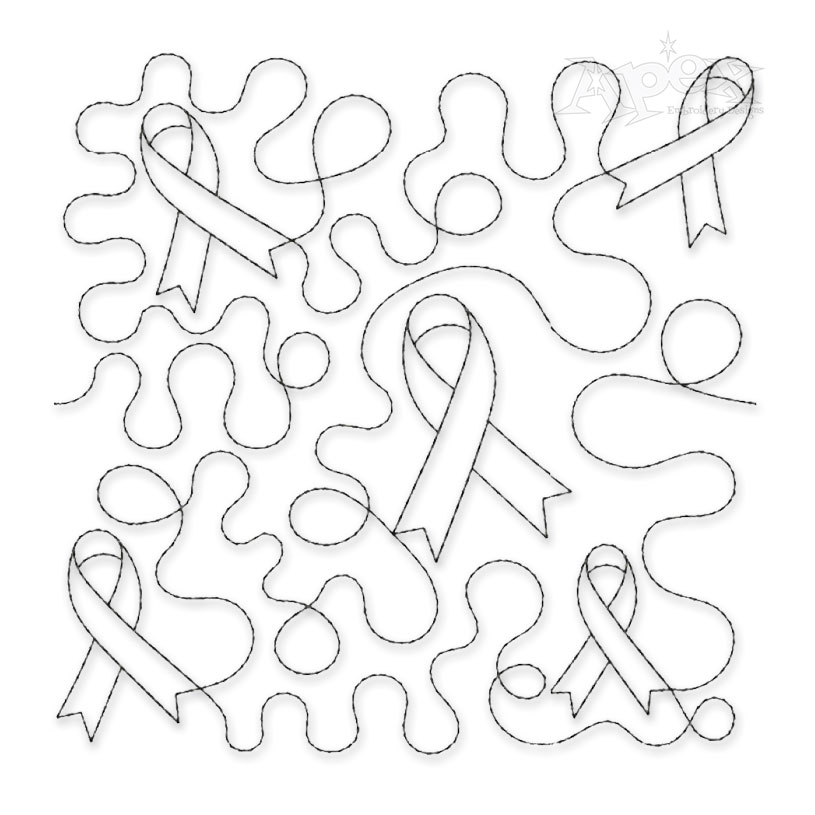 Awareness Ribbon Edge-To-Edge Quilt Block Embroidery Designs