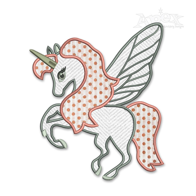 Flying Unicorn Applique Embroidery Design
