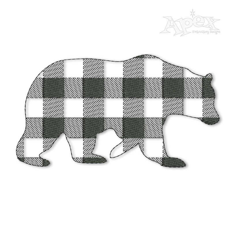 Plaid Pattern Bear Embroidery Designs