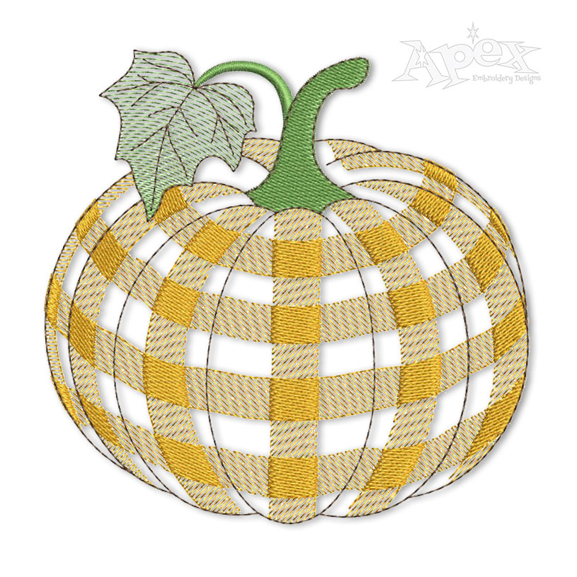 Plaid Pattern Pumpkin #2 Embroidery Designs