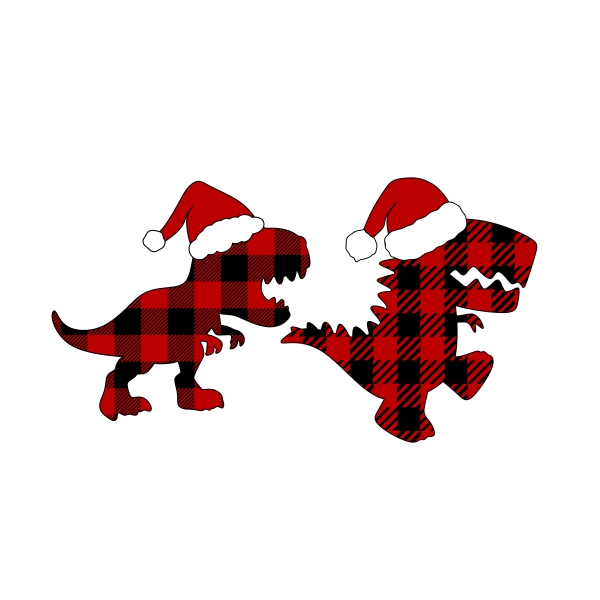 Christmas Buffalo Plaid Pattern Dino or Dinosaur SVG Cuttable Designs