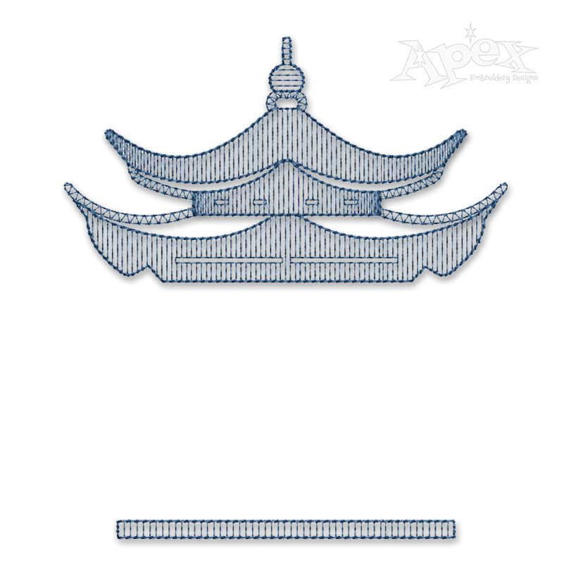 Chinoiserie Pagoda Frame Embroidery Designs
