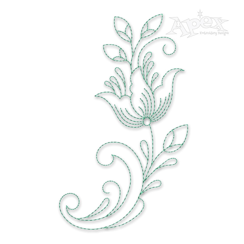 Decorative Flower Sketch Embroidery Designs
