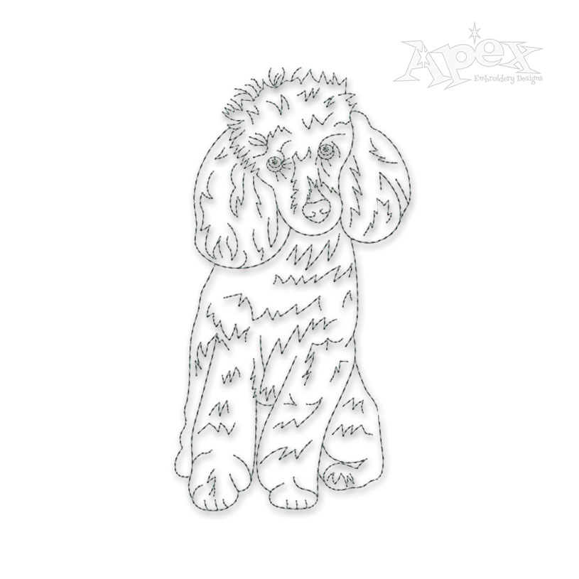 Poodle Dog Sketch Embroidery Designs