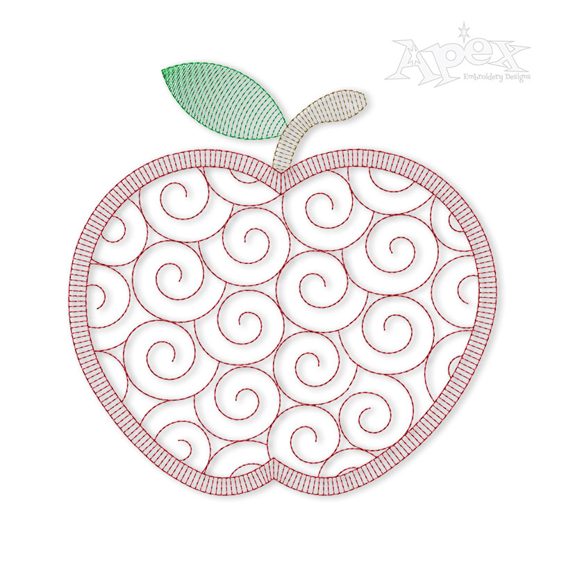 Circle Swirl Apple Embroidery Designs