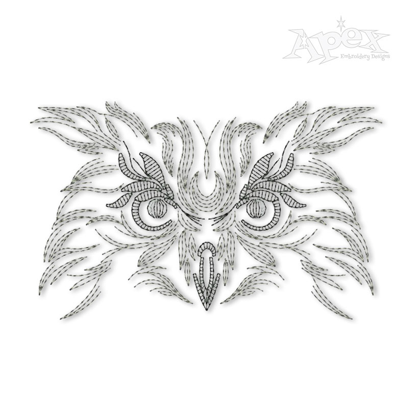 Owl Face Sketch Embroidery Designs