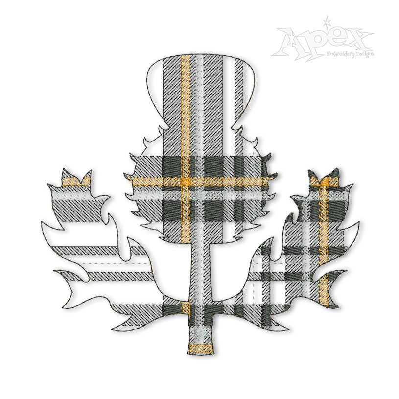 Plaid Pattern Scottish Thistle Embroidery Design